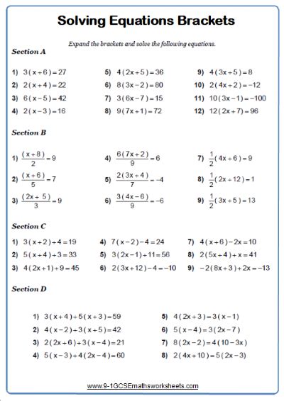 solving linear equations worksheets cazoomy