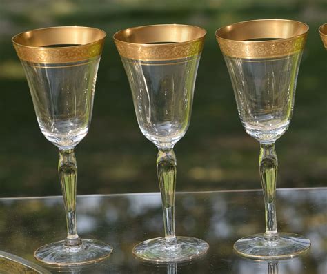 Vintage Gold Rimmed Encrusted Wine Glasses Set Of 6 Tiffin