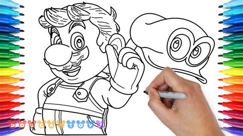draw mario super mario odyssey drawing coloring pages