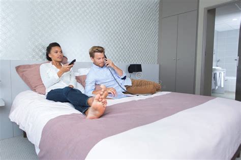 relaxing  bed stock image image  relax television