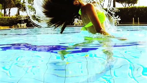 beautiful girl moving long wet hair in swimming pool stock footage video 5191217 shutterstock