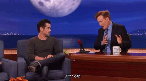 fuck off colin farrell by team coco find and share on giphy
