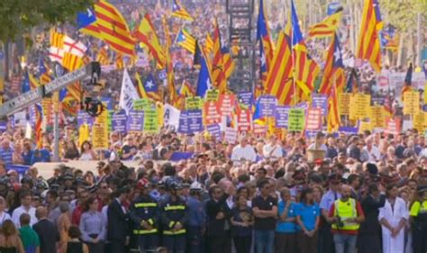 barcelona terror protest thousands march  city  solidarity