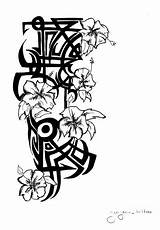 Hawaiian Tattoo Drawings Tribal Flower Flowers Designs Drawing Coloring Pages Cliparts Line Library Clipart Deviantart sketch template