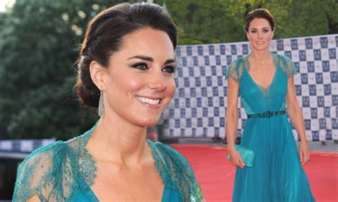 Kate Middleton Duchess Of Cambridge In Stunning Teal Dress At London