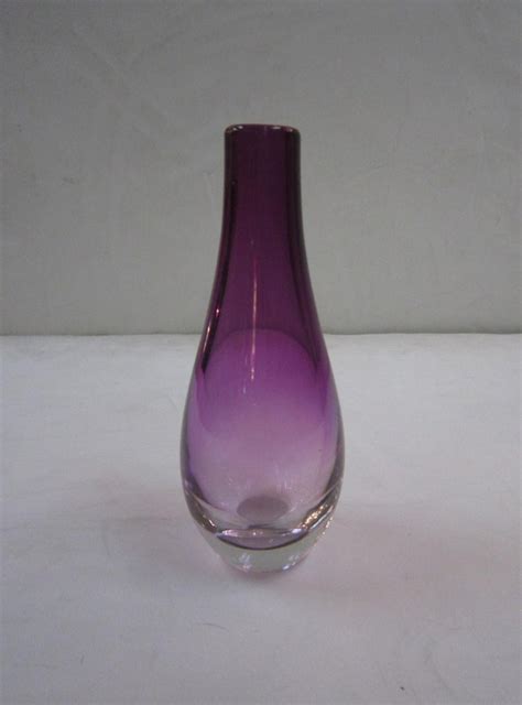 Small Amethyst Purple Teardrop Shaped Glass Bud Vase At