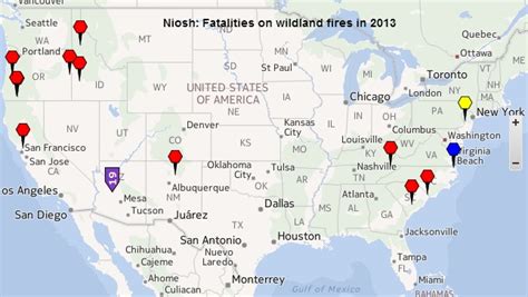 firefighter fatality map wildfire today