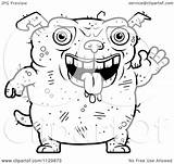 Ugly Dog Clipart Cartoon Outlined Waving Coloring Vector Cory Thoman Royalty Clipartof sketch template