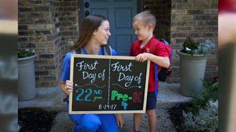 mother and son inspire with first day of school photo video abc news