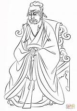 Confucius Coloring Pages Kongzi Drawing sketch template