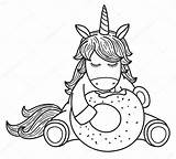 Donut Unicorno Sveglio Fumetto Illustrazione Mangia Ciambella St4 Dolly Cartoon Dorme Shopkin sketch template