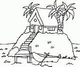 Island Coloring House Isolated Small Beach Desert Sunset Seen Since Previous sketch template