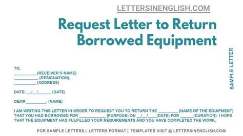 request letter  return borrowed equipment sample letter requesting