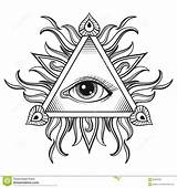 Eye Seeing Tattoo Illuminati Pyramid Symbol Vector Coloring Pages Vectors Providence Illustrations Template Royalty Eyes Similar Sketch Clip sketch template