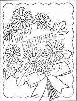 Birthday Coloring Card Pages Happy Flowers Clipart Boy Popular Library sketch template