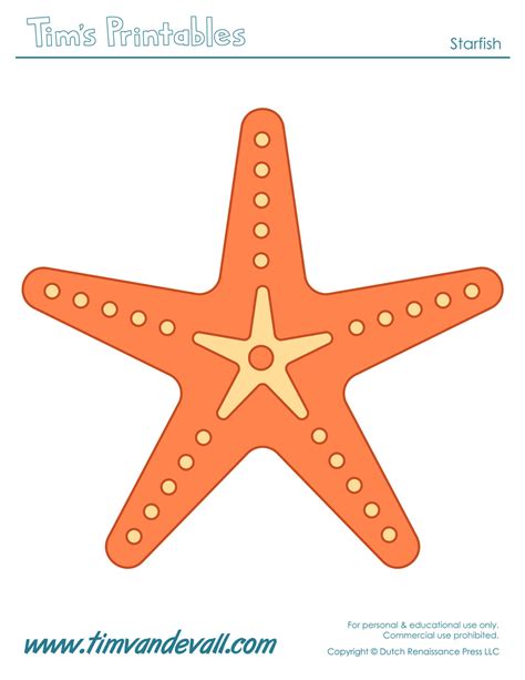 starfish template tims printables