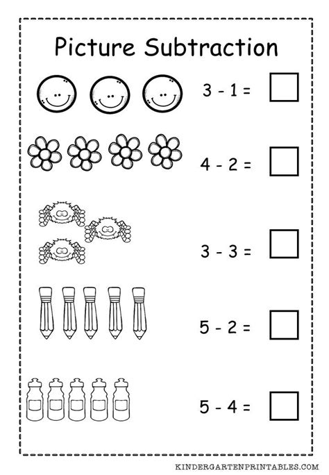 kindergarten subtraction worksheets printable makeflowchartcom