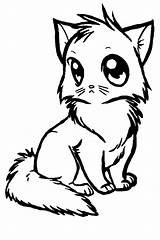 Cat Anime Pages Cute Cats Colouring Coloring Clipart Cliparts Library sketch template
