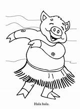 Hula Coloring Hawaiian Dance Piggy Netart sketch template