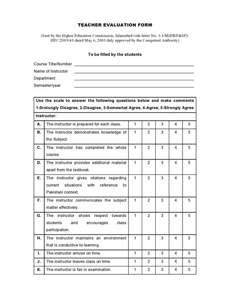 student teacher evaluation form fillable printable   forms