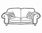 Sofa Coloring Pillows Book Furniture Vector sketch template