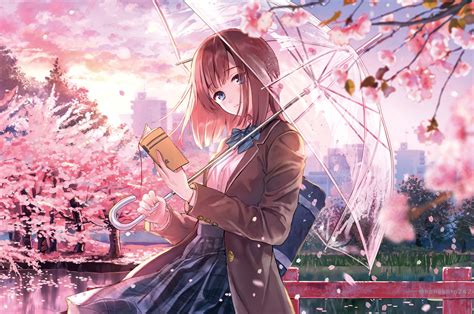 2560x1700 Anime Girl Cherry Blossom Season 5k Chromebook Pixel Hd 4k
