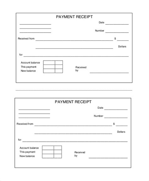 sample payment receipt templates