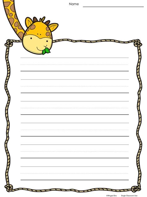 peeking zoo animals stationery    handwriting lines