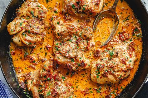 skillet chicken thighs recipe  sundried tomato parmesan