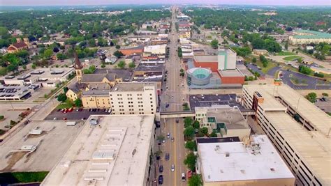 stock video  scenic appleton wisconsin downtown buildings aerial