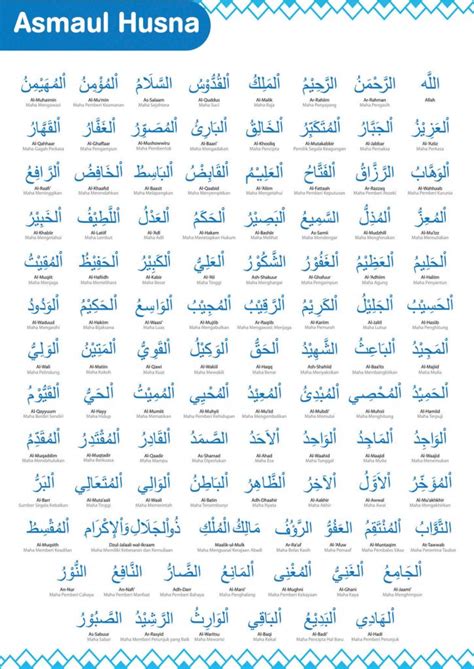 tulisan arab asmaul husna  artinya  nama allah beserta harakat