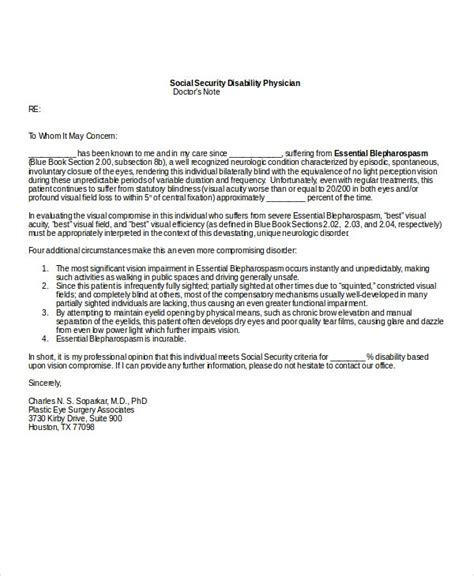 sample physician letter  disability