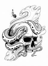 Tattoo Snake Skull Designs Flash Japanese Horimouja Mosher Defending Its Tattoos Japan Jack Sets Tattooimages Biz Traditional Google sketch template