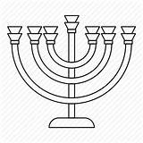 Menorah Drawing Outline Hanukkah Icon Chanukah Menora Jewish Candlestick Line Getdrawings Icons sketch template
