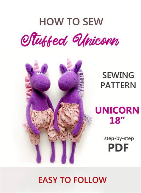 unicorn sewing pattern tutorial stuffed unicorn toy etsy