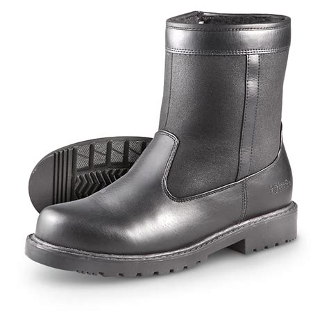 mens totes side zip stadium boots black  winter snow boots  sportsmans guide