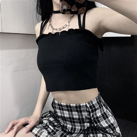 Soft Girl Ribbed Wavy Aesthetic Crop Top