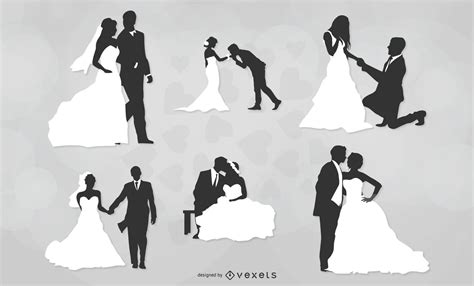 Marriage Couple Black And White Pack Vector Download