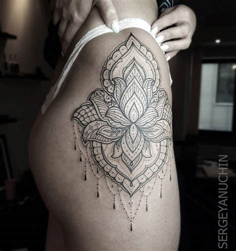 Lotus Mandala Sexy Hip Piece Best Tattoo Design Ideas