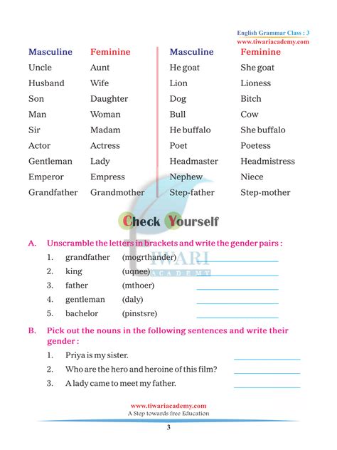 Gender Nouns Worksheet Gender Nouns Activity Sanchez Kellys