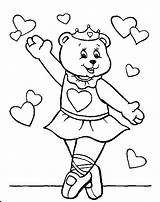 Coloring Pages Valentines Kids Valentine Icolor Little Bear Dance Ballet Color Colouring sketch template