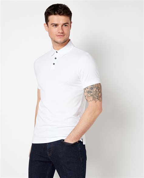 tapered fit cotton stretch jersey polo shirt