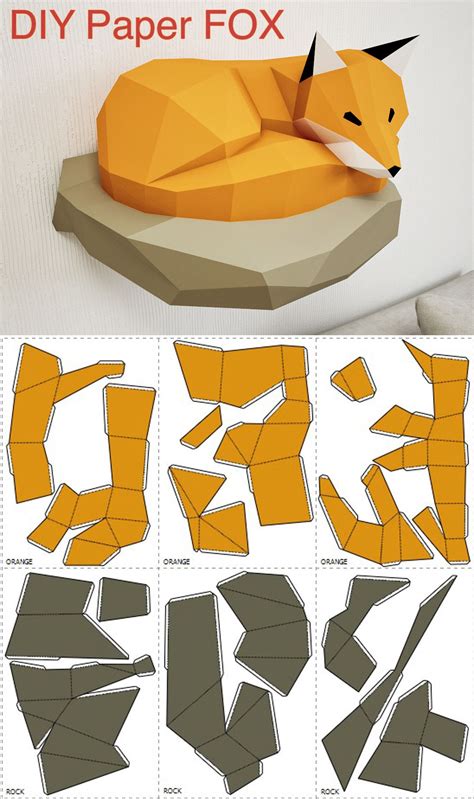 origami fox  sitting  top   table  instructions