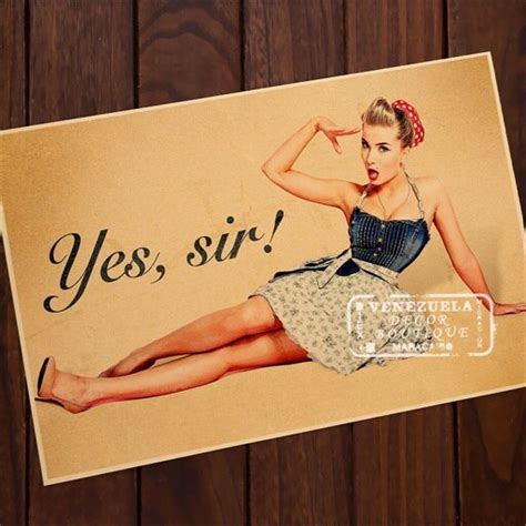 yes sir maid girl pin up vintage pop art poster classic