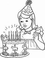 Birthday Coloring Happy Pages Kids Printable Girls sketch template