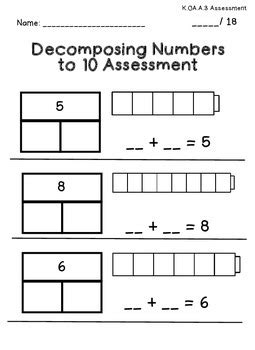 decomposing numbers kindergarten assessment  stephanie posada