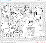 Coloring Animals Barn Farm Outlines Granary Collage Pages Clipart Illustration Digital Royalty Rf Animal Visekart Printable Transparent Clip sketch template