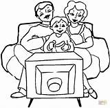 Mirando Viendo Familias Colorare Familie Ausmalbild Fernseher Guarda Supercoloring Televisión Jelitaf Getdrawings sketch template