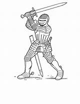 Medieval Drawing Coloring Knight Pages Soldier Gif sketch template