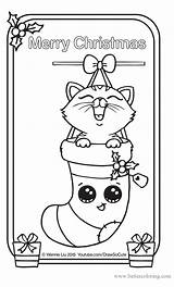 Coloring Christmas Cute Pages Draw So Kitten Card Printable Print Color Book Sketch Template sketch template